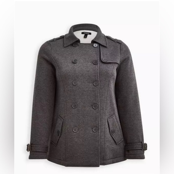 TORRID | Fleece Peacoat Jacket gray sz 00 M - Picture 1 of 8